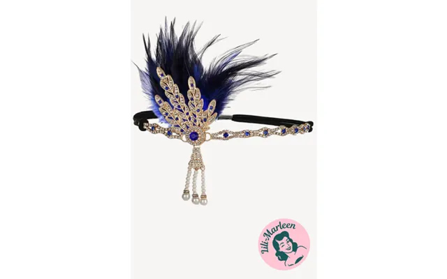 Gatsby Blue Feather 1920er Hårpynt Med Blå Fjer Og Krystaller