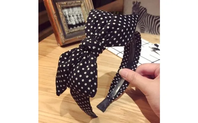 Hårbøjle Med Sløjfe - Sort Med Små Polka Prikker