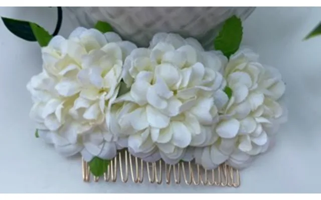 Hårkam Med Blomster - Ivory