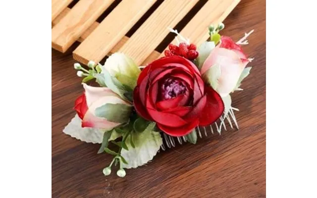 Hårkam Med Blomster - Rød Bonderose