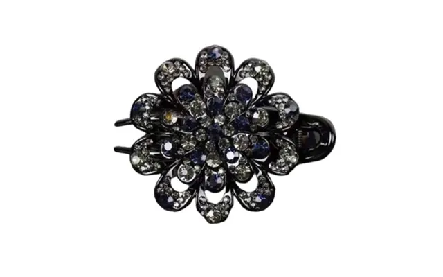 Hårklips Hårklemme - Stor Blomst Med Glitrende Sten, Navy