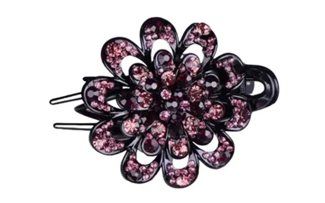 Hårklips Hårklemme - Stor Blomst Med Glitrende Sten, Rosa