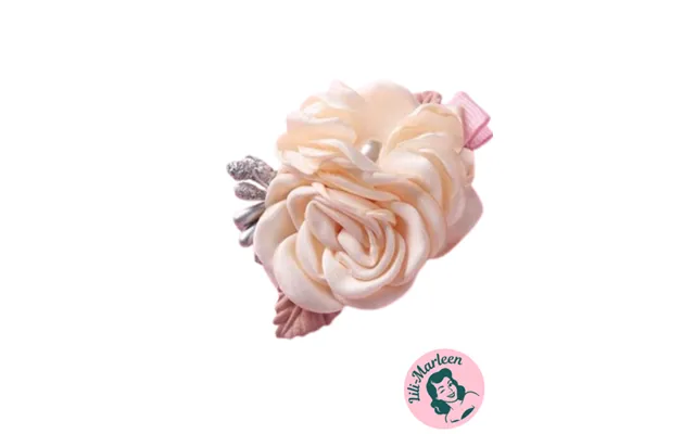 Hårklips Med Blomster Perler - Creme, Rosa, Sølv M4