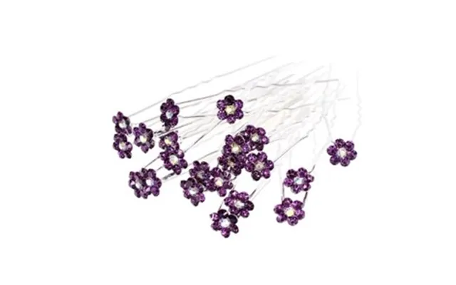 Hårnåle Med Lilla Blomster Og Sten - Mørke Lilla 10 Stk.