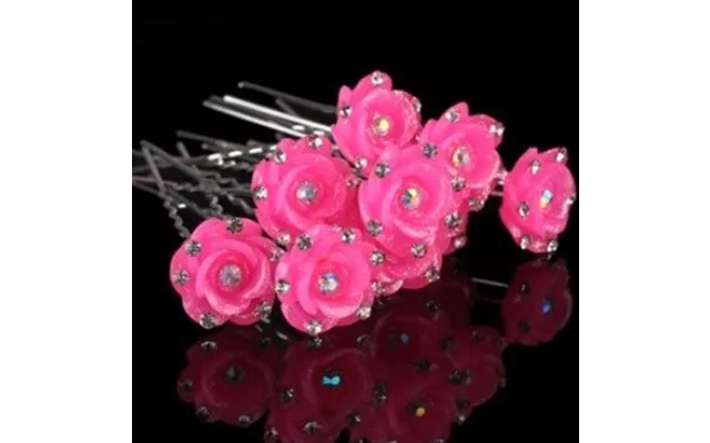 Hårnåle Med Pink Roser Og Små Sten 10 Stk.
