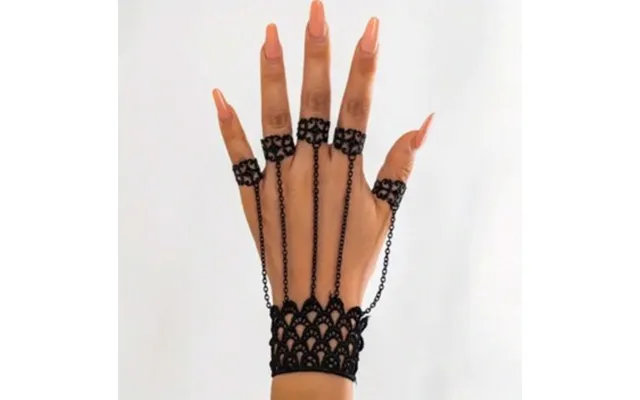 Halloween Handske Corsage Med Sort Blonde Og Ringe