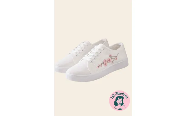 Hvide Gårsanger-sneakers Romantiske Konfirmationssko Med Broderede Blomster