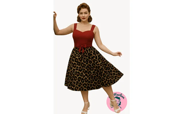 Miss Leonella Klassisk Vintage-inspireret Swing Nederdel Med Leopardprint