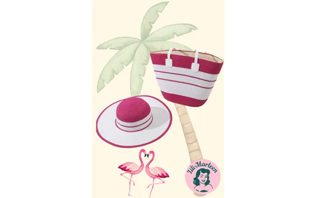 Miss Rosemarie Stråhat Og Strandtaske I Pink & Hvid