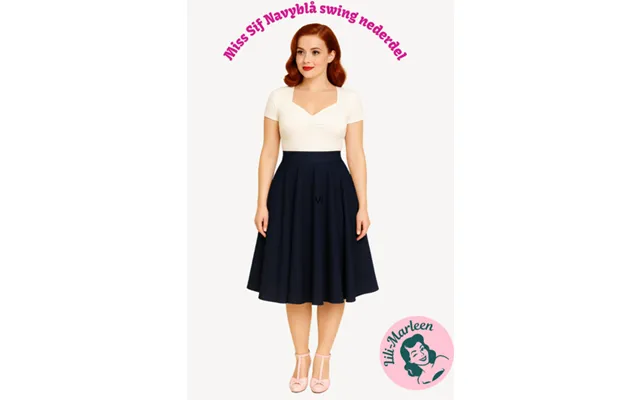 Miss Sif Navyblå Swingnederdel I Klassisk 50er-stil