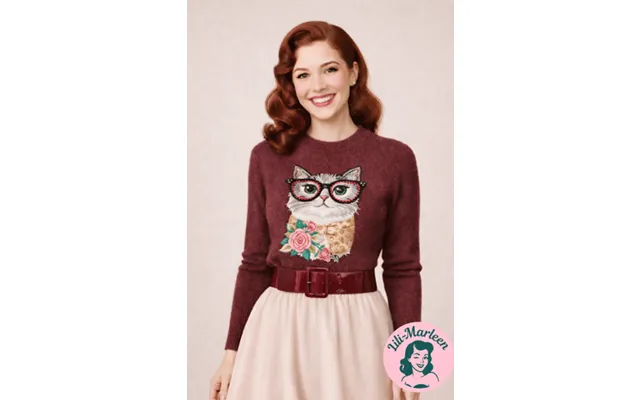 Miss Whiskers Rebel Vintage Kattesweater Med Kant