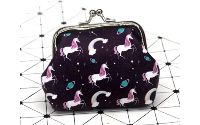 Pung Unicorn - Sort Med Små Unicorn Og Regnbuer