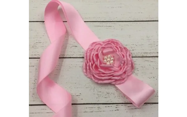 Satinbælte Bredt Med Stor Blomst Med Perler - Lyserød