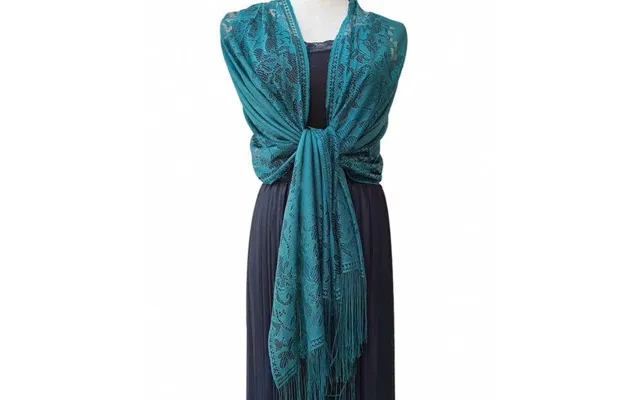 Sjal - Fint Vintageinspireret Sjal, Teal