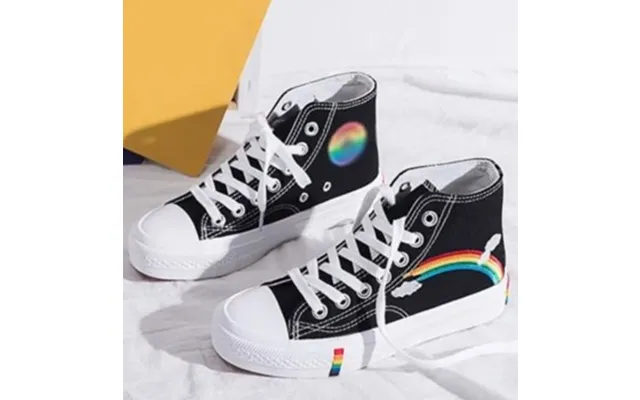 Sneakers - Fede Høje Sneakers I Sort Med Regnbue