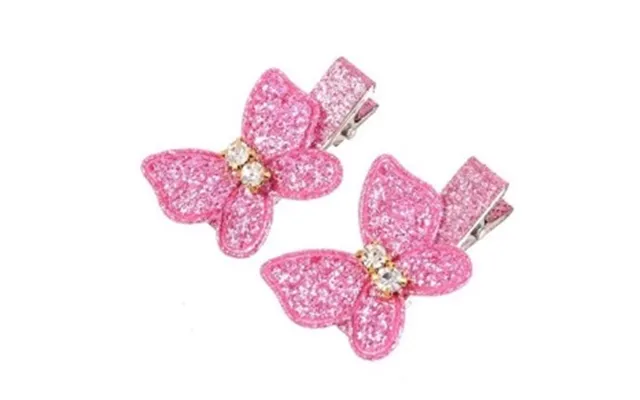 Sommerfugle Hårklips - Pink Glitter X 2