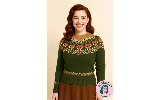The Foxy Rebel - Grøn Vintage Sweater Til Kvinder I Ægte 50er-stil