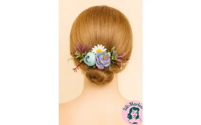 Vintage Hårkam Med Blå Og Lilla Blomster Romantisk Hårpynt Til Bryllup Og Fest