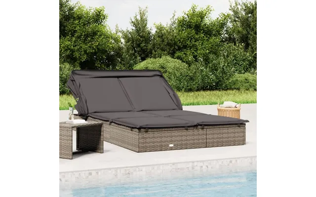 2-personers Solseng Med Foldbart Tag 213 × 118 × 97 Cm - Polyrattan, Grå