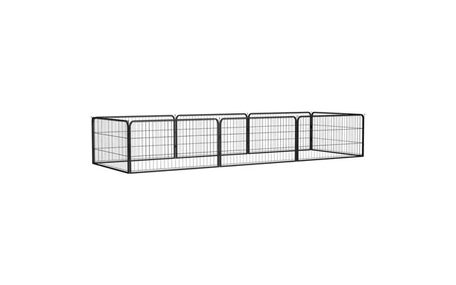 8-panels Hundegård 300×100×50 Cm I Pulverlakeret Stål - Sort