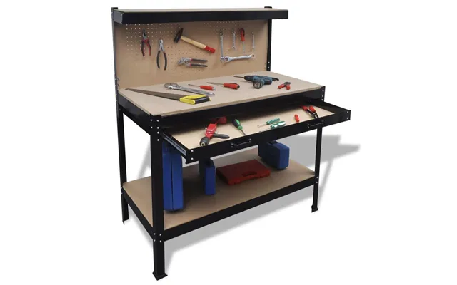 Arbejdsbænk Med Stiftplade Og Skuffe - Stål Og Mdf, 115 × 55 × 140 Cm