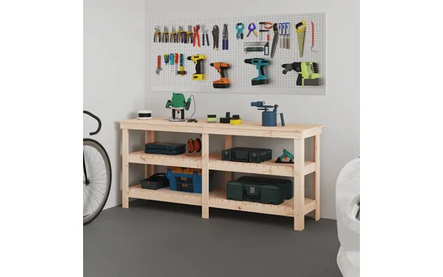 Arbejdsbord I Massivt Fyrretræ 181 × 50 × 80 Cm - Med Hylder