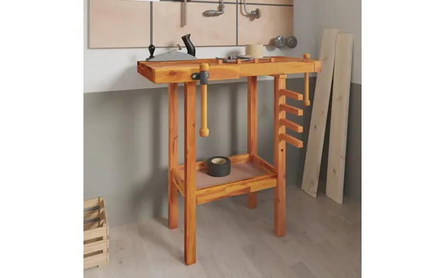 Arbejdsbord Med Skruestik 92×48×83 Cm - Massivt Akacietræ