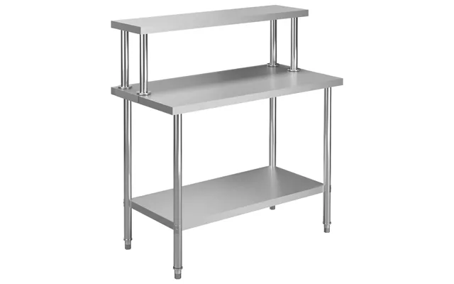 Arbejdsbord Til Køkken Med Tophylde 120 × 60 × 120 Cm - Rustfrit Stål