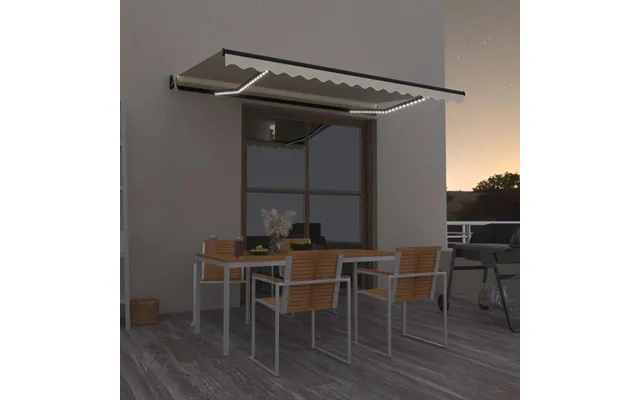 Automatisk Markise Med Led Og Vindsensor 400×350 Cm - Creme