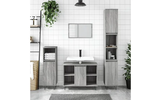Badeværelsesskab 80×33×60 Cm - Grå Sonoma-eg, Konstrueret Træ