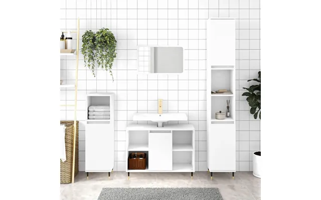 Badeværelsesskab 80×33×60 Cm I Hvidt Konstrueret Træ Med Jernben