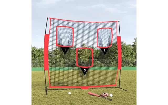 Bærbart Baseballnet 183 × 105 × 183 Cm - Sort Rød Træningsnet Med 3 Strike-zoner