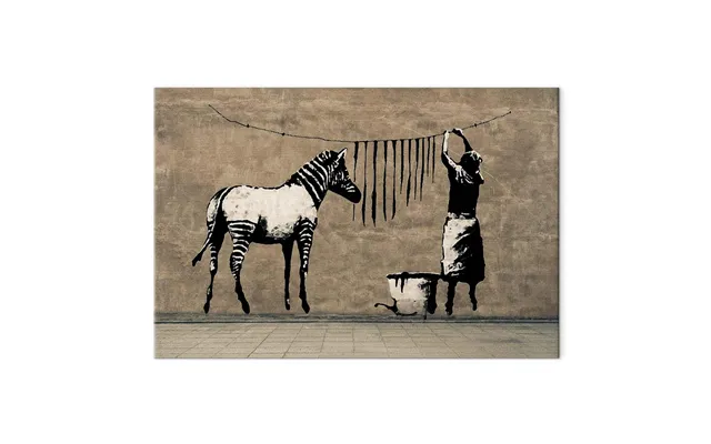 Banksy Vasker Zebra På Beton Billede På Lærred - 1-delt Bred, 120 X 80 Cm