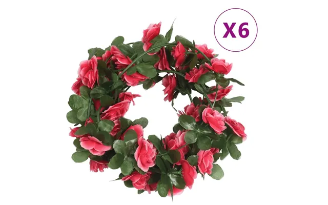 Blomsterguirlander Til Jul 6 Stk. 250 Cm Roser Rød