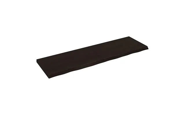 Bordplade I Massivt Egetræ 200×60× 2-6 Cm - Mørkebrun, Behandlet, Naturlig Kant