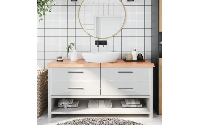 Bordplade Til Badeværelse 160×50× 2-6 Cm - Massivt Egetræ, Lysebrun