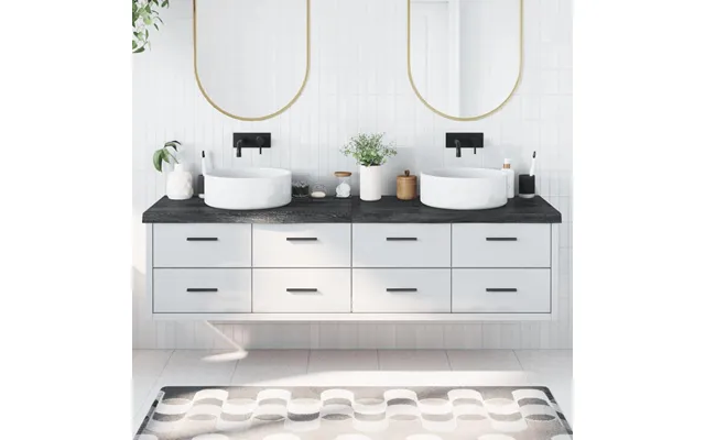 Bordplade Til Badeværelse 200×60× 2-6 Cm - Massivt Egetræ, Mørkebrun, Naturlig Kant