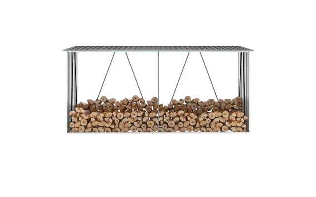 Brændeskur Til Haven I Galvaniseret Stål 330 × 84 × 152 Cm - Grå