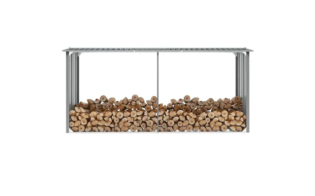 Brændeskur Til Haven I Galvaniseret Stål - 330 × 92 × 153 Cm, Grå