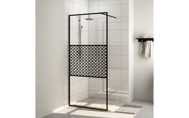 Brusevæg 100×195 Cm I Klart Sikkerhedsglas - Sort Profil