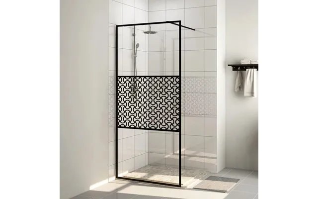Brusevæg 90×195 Cm I Klart Sikkerhedsglas - Sort Profil