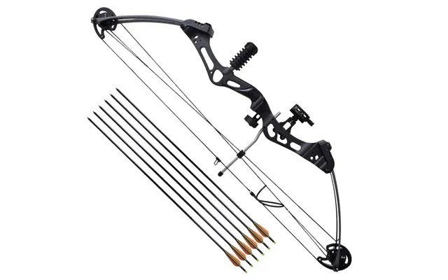Compoundbue Til Voksne - Justerbar 40-50 Lb Med Tilbehør Og 6 Fiberglaspile