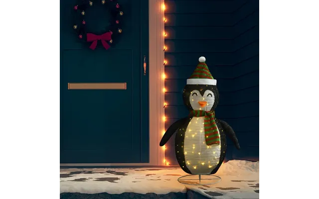 Dekorativ Julepingvin Med Led-lys 120 Cm - Luksuriøst Stof
