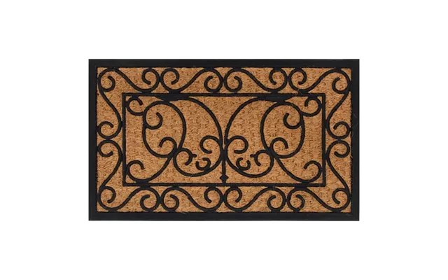Dørmåtte 45×75 Cm - Rektangulær I Gummi Og Coir, Sort Brun