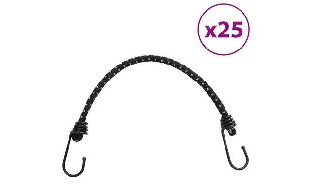 Elastiksnore Med Kroge 46 Cm - 25 Stk., Sort Med Refleksstribe