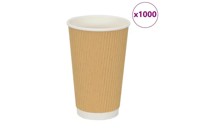 Engangskopper Til Kaffe - 500 Stk. 16 Oz 400 Ml, Brun, Riflet