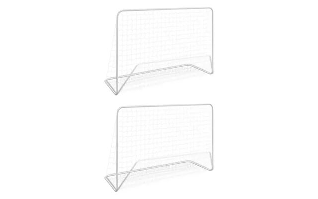 Fodboldmål Sæt - 2 Stk. Med Net, Stål, Hvid, 182×61×122 Cm