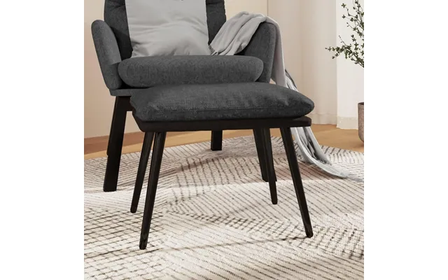 Fodskammel I Stof Og Kunstlæder - Mørkegrå 45 × 29,5 × 35 Cm