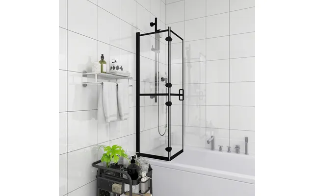 Foldbar Brusekabine 120x140 Cm Sikkerhedsglas Sort