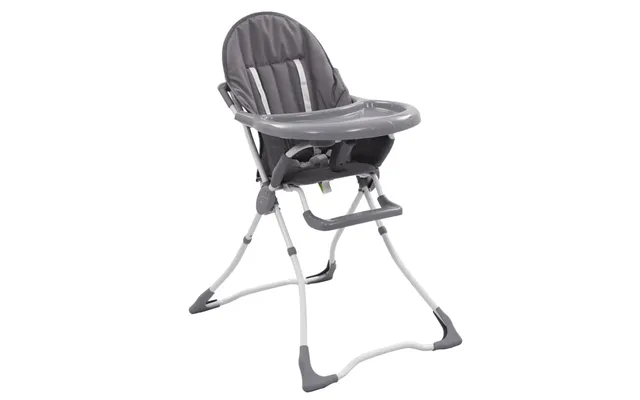 Foldbar Højstol Til Baby - Grå Hvid Med Bakke Og 5-punktssele